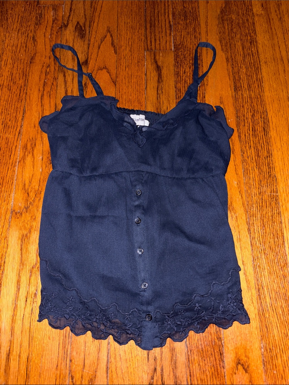 Hollister Dark Navy Lace-Trim Button Cami